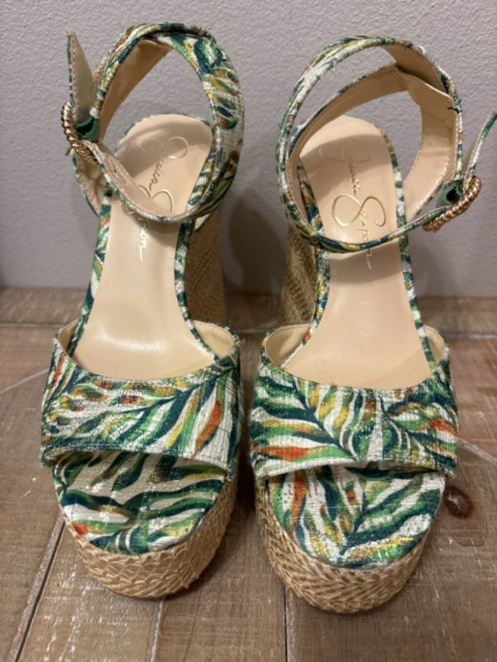 NWOT Jessica Simpson Kamindi Tropical Espadrille Wedge Sandals (no box) - Picture 7 of 7